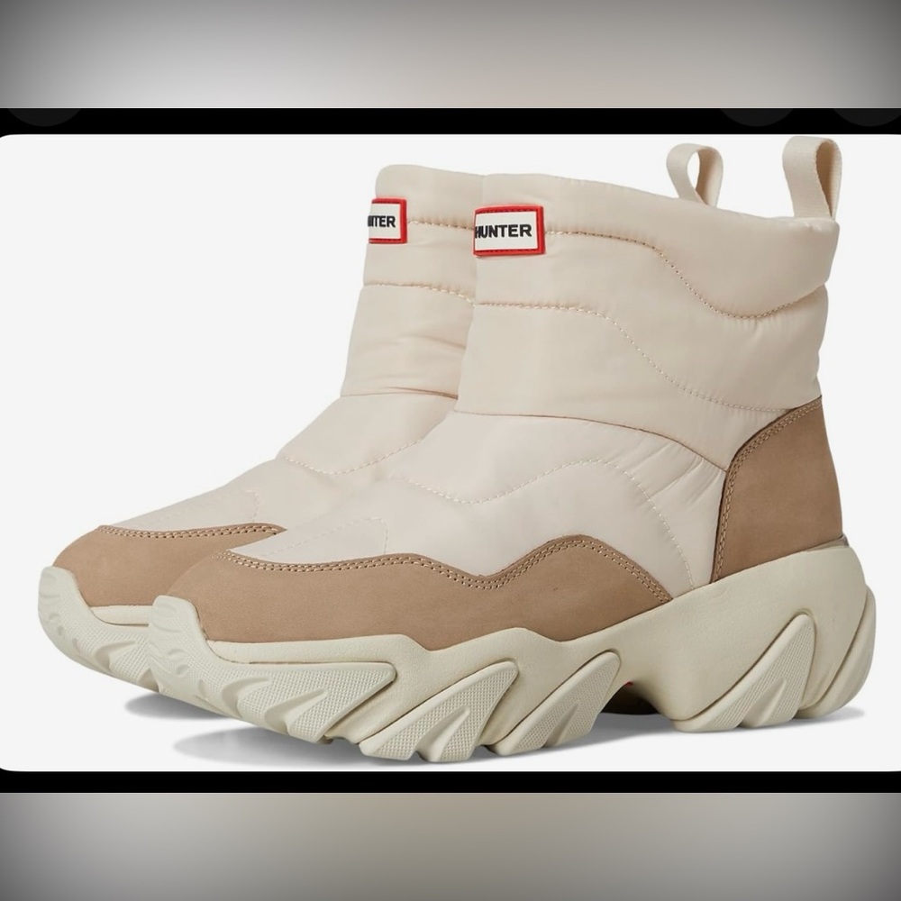 Hunter Beige and Tan Winter Boots